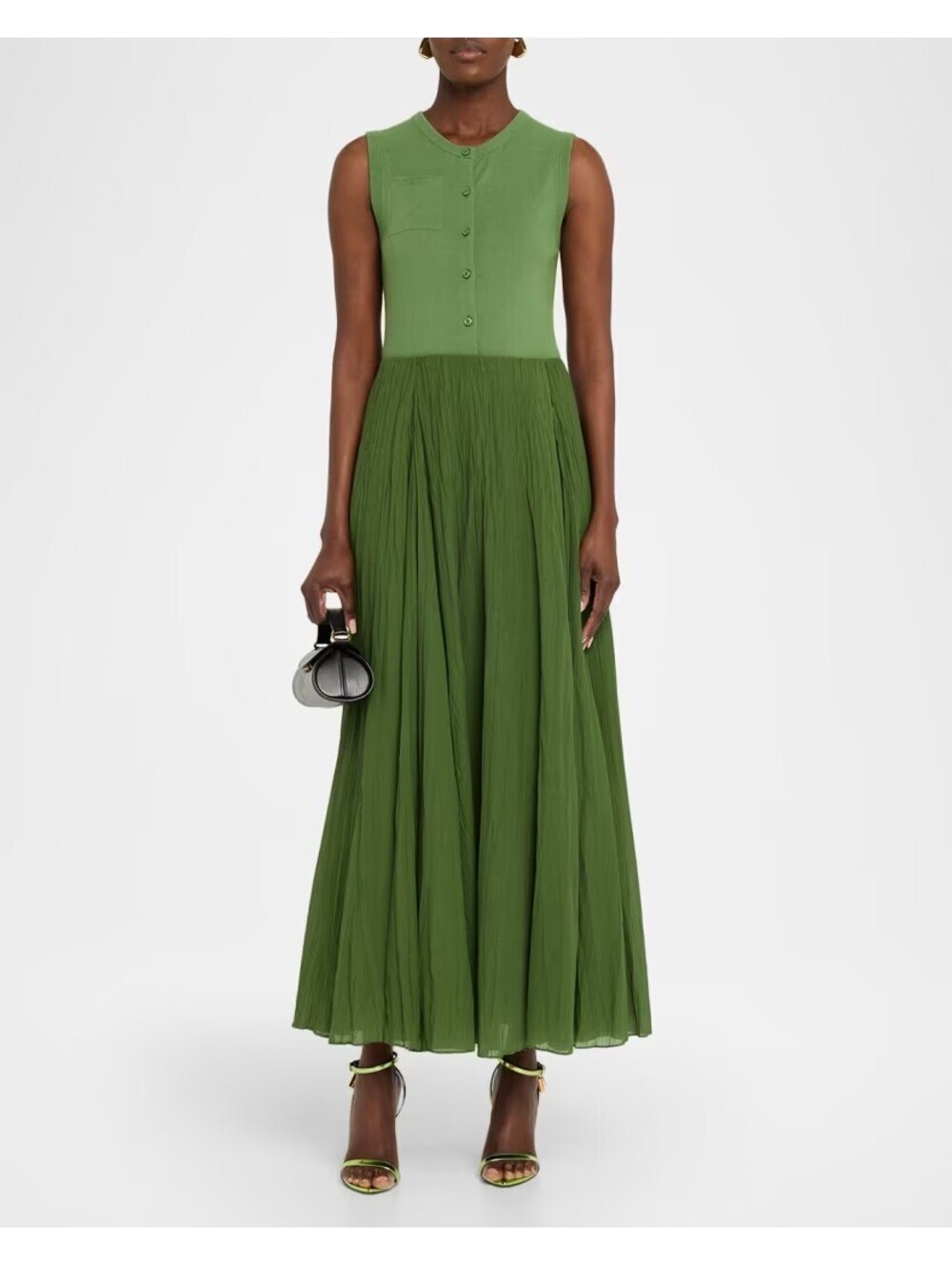 Vince Crinkled Plissé Cotton-Blend Maxi Skirt Size Small NEW